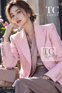 CHANEL Jacket 17C Cuba Runway Pink Silk Canvas Logo Button 36 | TW