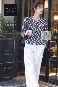 CHANEL Jacket 16S White Black Chevron Pattern 34 36 | UK