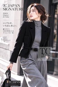シャネル ジャケット CHANEL ブラック ベルト ウール ツイード ジャケット 36