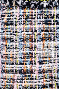 CHANEL 04S Blue Pink Black Multi Color Tweed Zip-Up Blouson Jumper Setup Skirt 42 | US