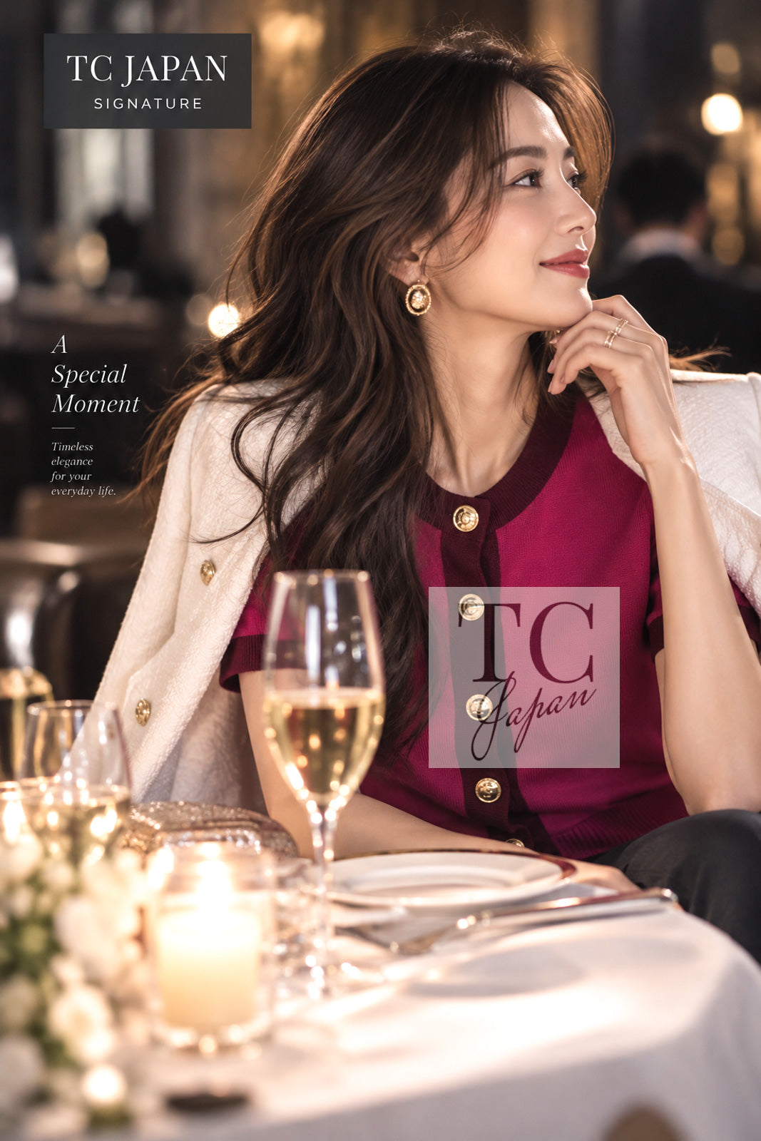 CHANEL 20PF Plum Burgundy Bicolor CC Logo Button Cashmere Knit Cardigan 38 9