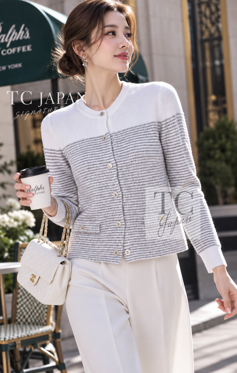 CHANEL 2024 24 COCO Beach White Silver CC Logo Buttons Knit Cardigan 15