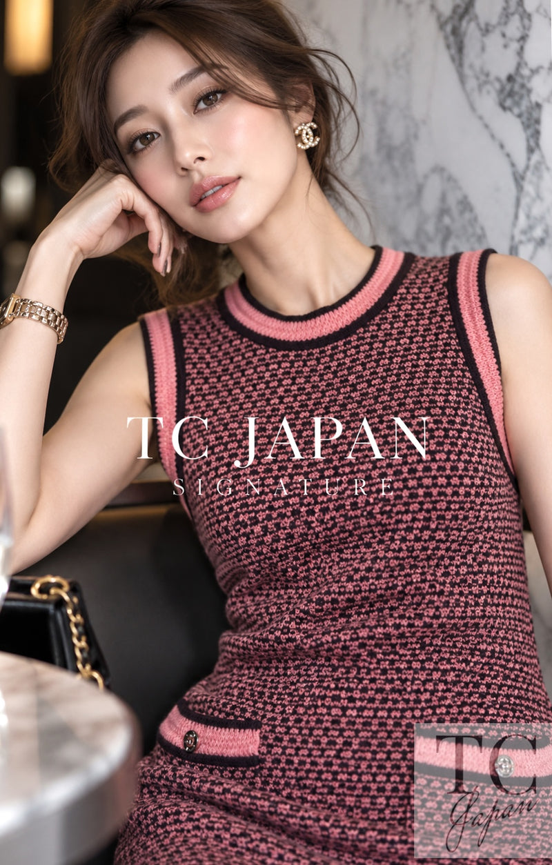 CHANEL 23B Pink Dark Purple Cashmere Knit Dress 38 13