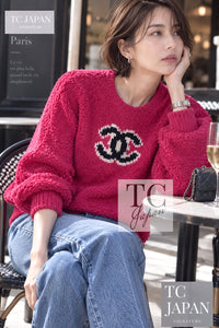 CHANEL 19A Pink Black CC Logo COCO Mark Sweater 34 36 10