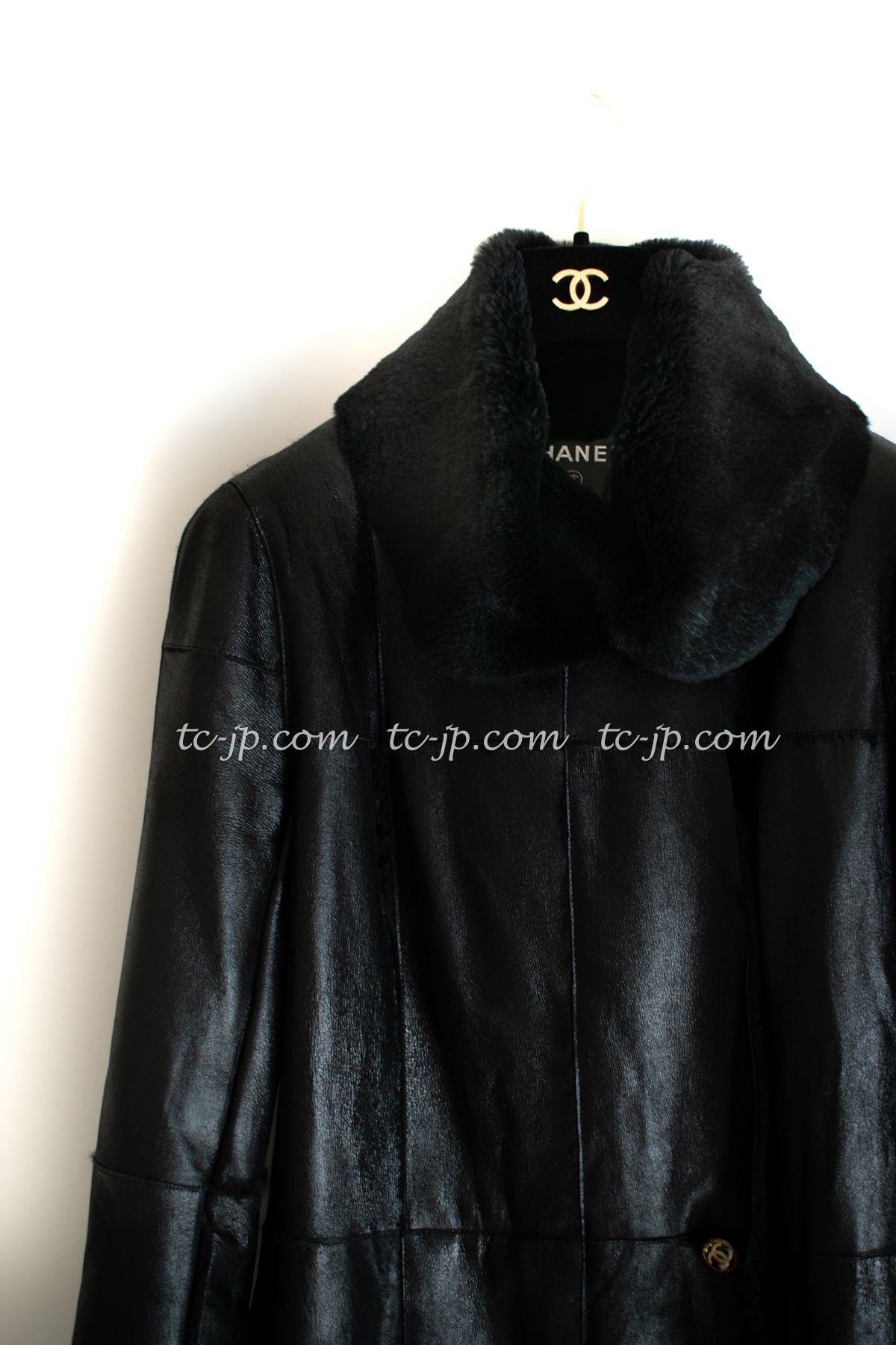 CHANEL 05A Black Rabbit Lapan Leather Jacket Coat 36 38 シャネル  ブラック・レザー・ラビットファー ・ラパン・ジャケット・コート 即発