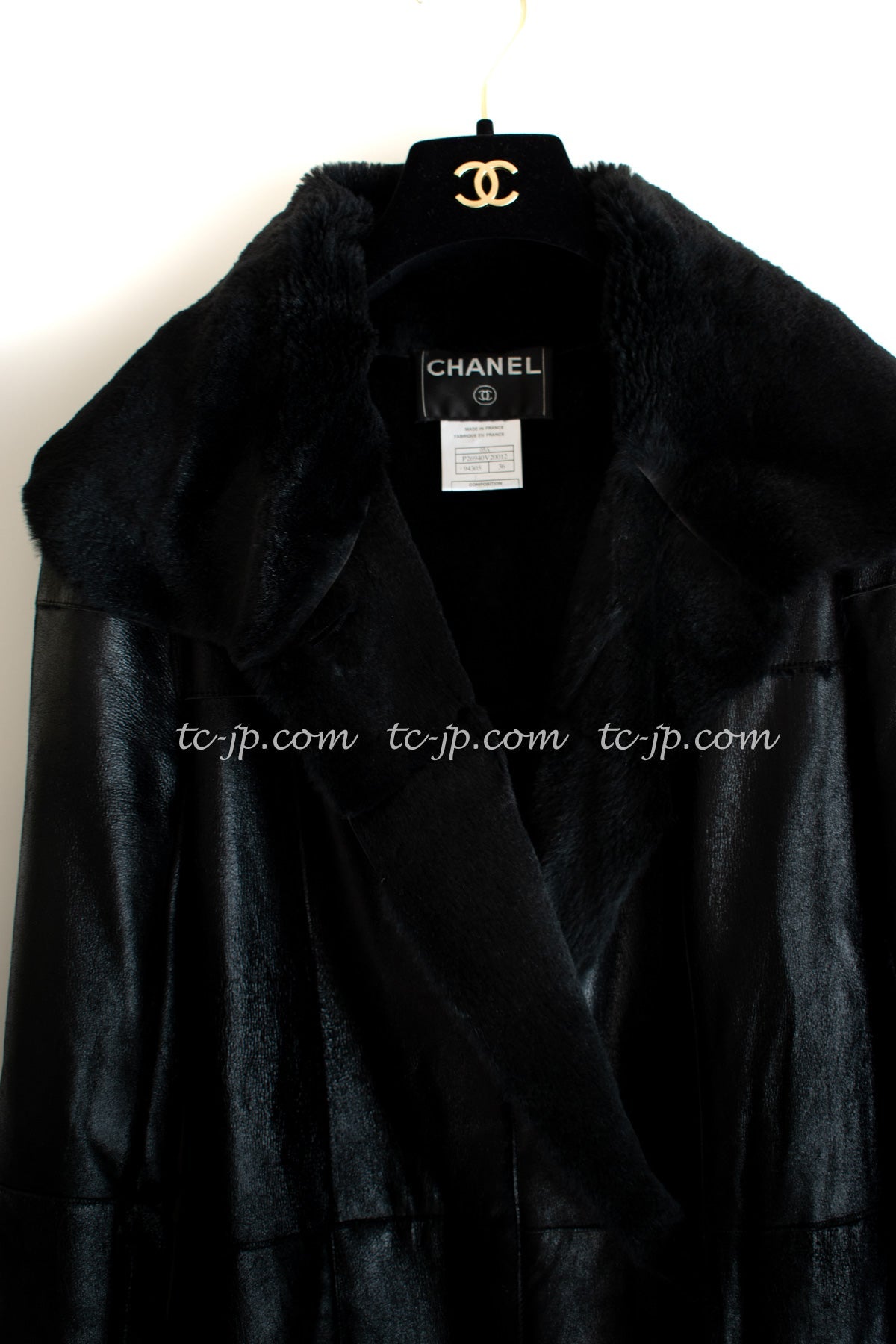 CHANEL 05A Black Rabbit Lapan Leather Jacket Coat 36 38 シャネル  ブラック・レザー・ラビットファー ・ラパン・ジャケット・コート 即発