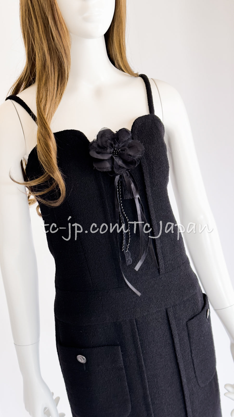 シャネル ワンピース CHANEL ブラック ストラップ コットン 14C