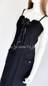 CHANEL 14C Chloe Sevigny Textured Black Cotton Dress 34 シャネル ブラック ストラップ コットン ワンピース 即発