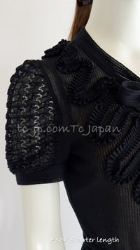 CHANEL 10S Scarlett Johansson Black Knit Dress 36 38 40 シャネル ブラック・ワッフル・ニット・ワンピース・カーディガン 即発 - TC JAPAN