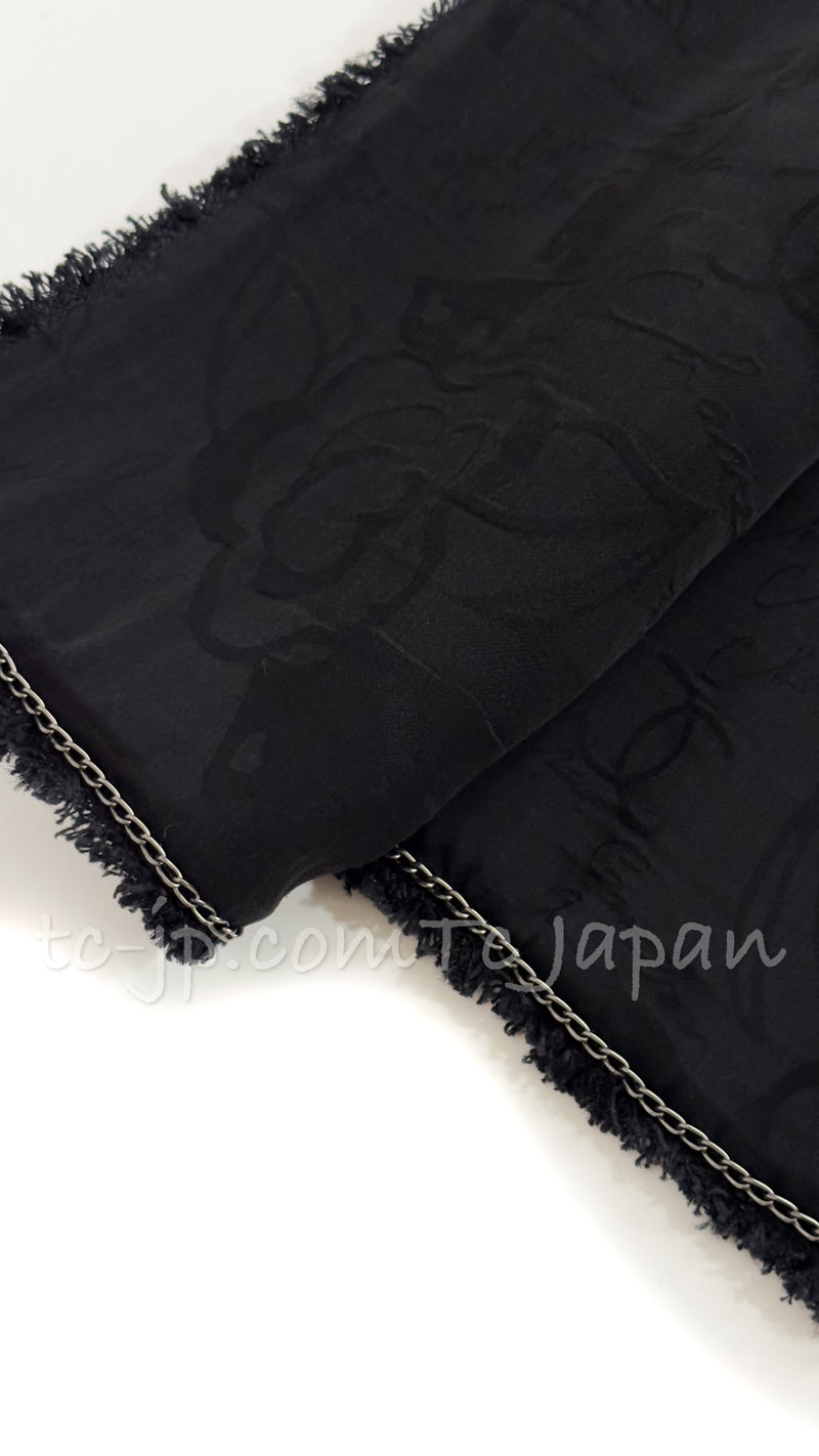 CHANEL 07S Black Satin Bow Sequin Jacket 46 シャネル ブラック・リボン・スパンコール・ジャケット