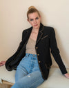 CHANEL 10C Black Gold Line Trim Wool Jacket 42 シャネル ブラック ゴールド ライン トリム ウール ジャケット 即発