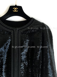 CHANEL 13C Black Sequins Cropped Party Zipper Jacket Keira Knightley 34 36 シャネル ブラック スパンコール クロップド丈 パーディー ジッパー ジャケット キーラ・ナイトレイ 着用 即発 - TC JAPAN