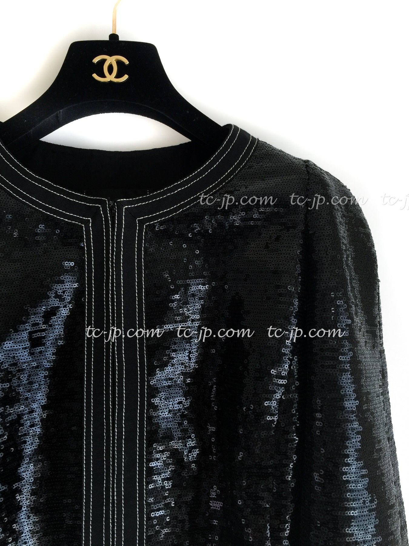 CHANEL 13C Black Sequins Cropped Party Zipper Jacket Keira Knightley 34 36 シャネル ブラック スパンコール クロップド丈 パーディー ジッパー ジャケット キーラ・ナイトレイ 着用 即発 - TC JAPAN