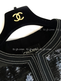CHANEL 13C Black Sequins Cropped Party Zipper Jacket Keira Knightley 34 36 シャネル ブラック スパンコール クロップド丈 パーディー ジッパー ジャケット キーラ・ナイトレイ 着用 即発 - TC JAPAN