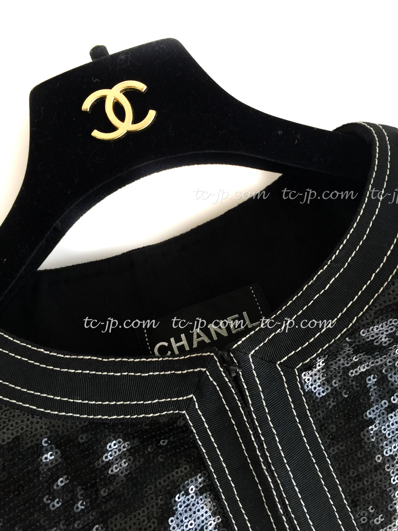 CHANEL 13C Black Sequins Cropped Party Zipper Jacket Keira Knightley 34 36 シャネル ブラック スパンコール クロップド丈 パーディー ジッパー ジャケット キーラ・ナイトレイ 着用 即発 - TC JAPAN