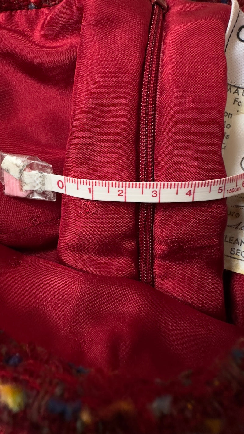 CHANEL 90A Vintage Red Wool Mohair Gold Button Jacket Skirt Suit 38 シャネル・ヴィンテージ・レッド・ウール・モヘア・ゴールドボタン・ジャケット・スカートスーツ 即発