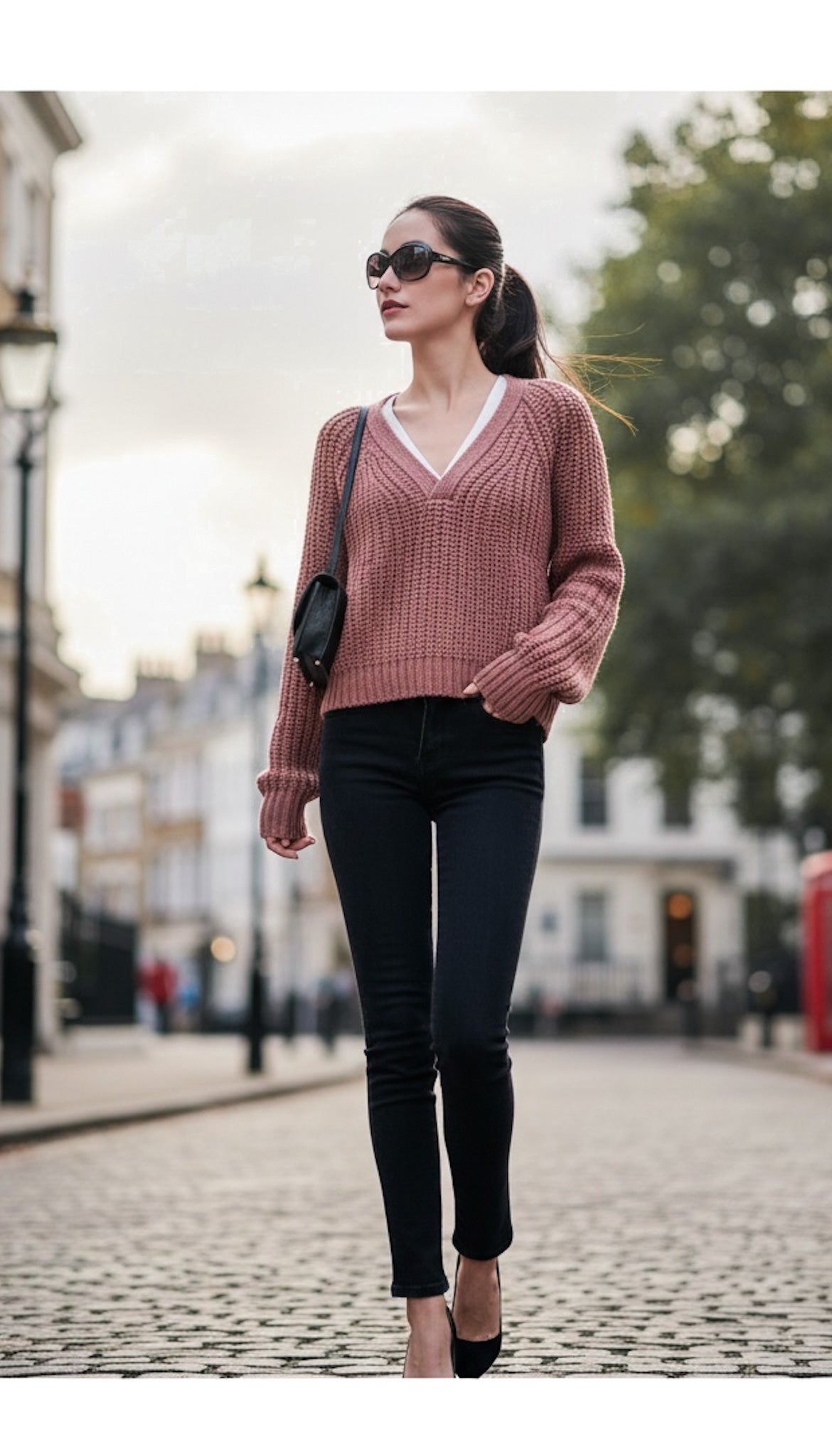 INTERMIX Brown Orange V-neck Long Sleeve Wool Alpaca Knit Sweater US S インターミックス ブラウン・ニット・セーター 日本9-11/  新品同様　即発 - TC JAPAN