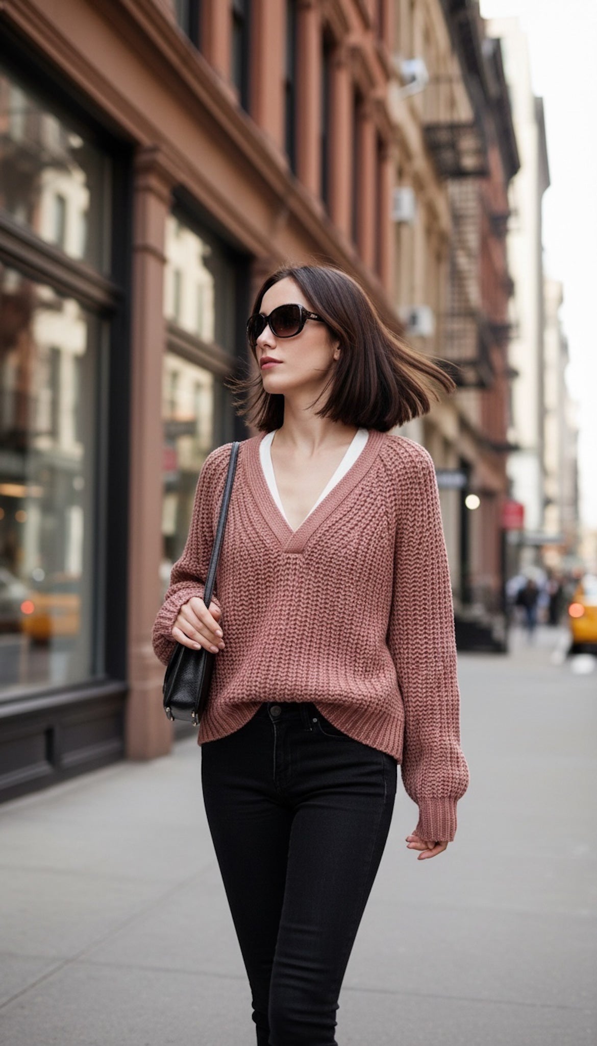 INTERMIX Brown Orange V-neck Long Sleeve Wool Alpaca Knit Sweater US S インターミックス ブラウン・ニット・セーター 日本9-11/  新品同様　即発 - TC JAPAN