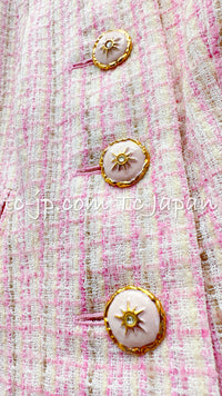 CHANEL 13C Pale Pink Stand Color Tweed Jacket 34 シャネル ペール ピンク スタンドカラー ジャケット 即発