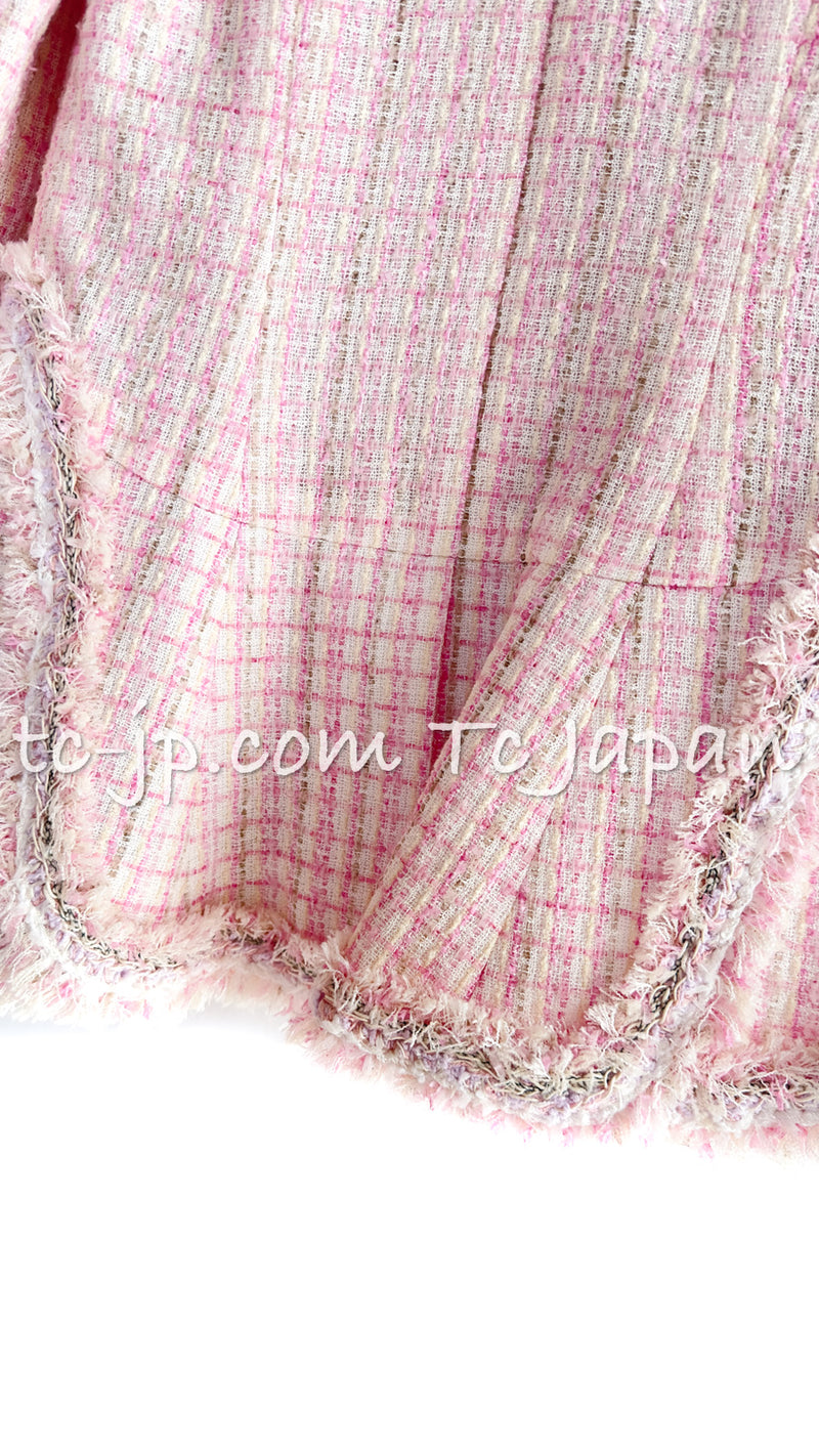 CHANEL 13C Pale Pink Stand Color Tweed Jacket 34 シャネル ペール ピンク スタンドカラー ジャケット 即発