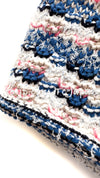 CHANEL 15C Blue Pink Multicolor Border Knit Tweed Dress 38 シャネル ブルー ピンク マルチカラー ボーダー ニット ツイード ワンピース 即発