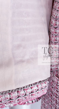 CHANEL 14S Pink White Cotton Collarless Double Jacket 34 シャネル ピンク ホワイト コットン ノーカラー ダブル ジャケット 即発 - TC JAPAN