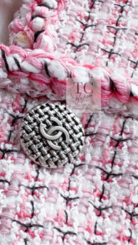 CHANEL 14S Pink White Cotton Collarless Double Jacket 34 シャネル ピンク ホワイト コットン ノーカラー ダブル ジャケット 即発 - TC JAPAN