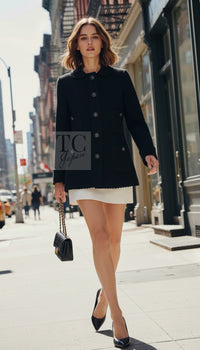 CHANEL Jacket Coat 14PF Black CC Button Wool 34 | UK