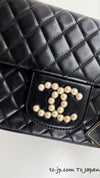 CHANEL Black Lambskin Westminster Classic Pearl Chain Matelasse Bag シャネル ブラック・ラムスキン・ウエストミンスター・パール・チェーン・マトラッセ・バッグ