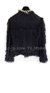 CHANEL 06A Black Ribbon Silk Penelope Cruz Cardigan Jacket Tops 34 38 40 シャネル ブラック リボン シルク ブラウス カーディガン ジャケット 即発