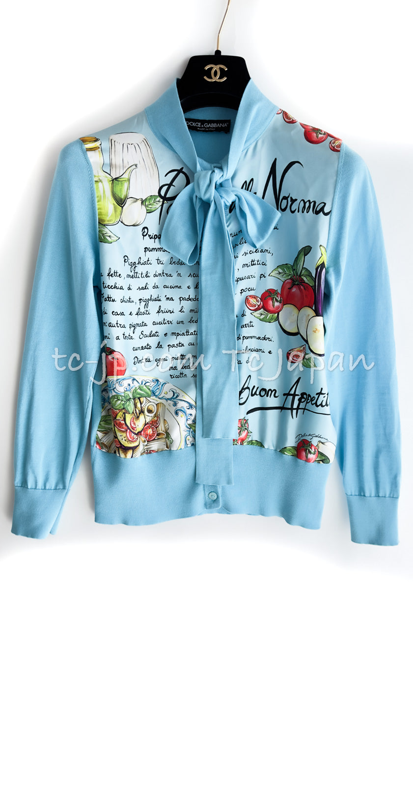 DOLCE & GABBANA Blue Pasta Knit Silk Cardigan 36 38 ドルチェ アンド  ガッバーナ・パスタ・ニット・シルク・カーディガン 即発