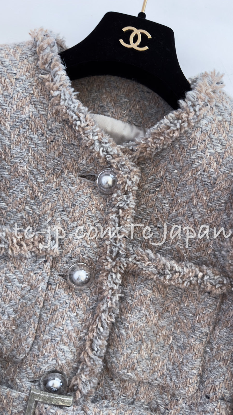 CHANEL 17A Grey Beige Wool Coat 36 38 シャネル グレー・ベージュ・ウール・コート 即発