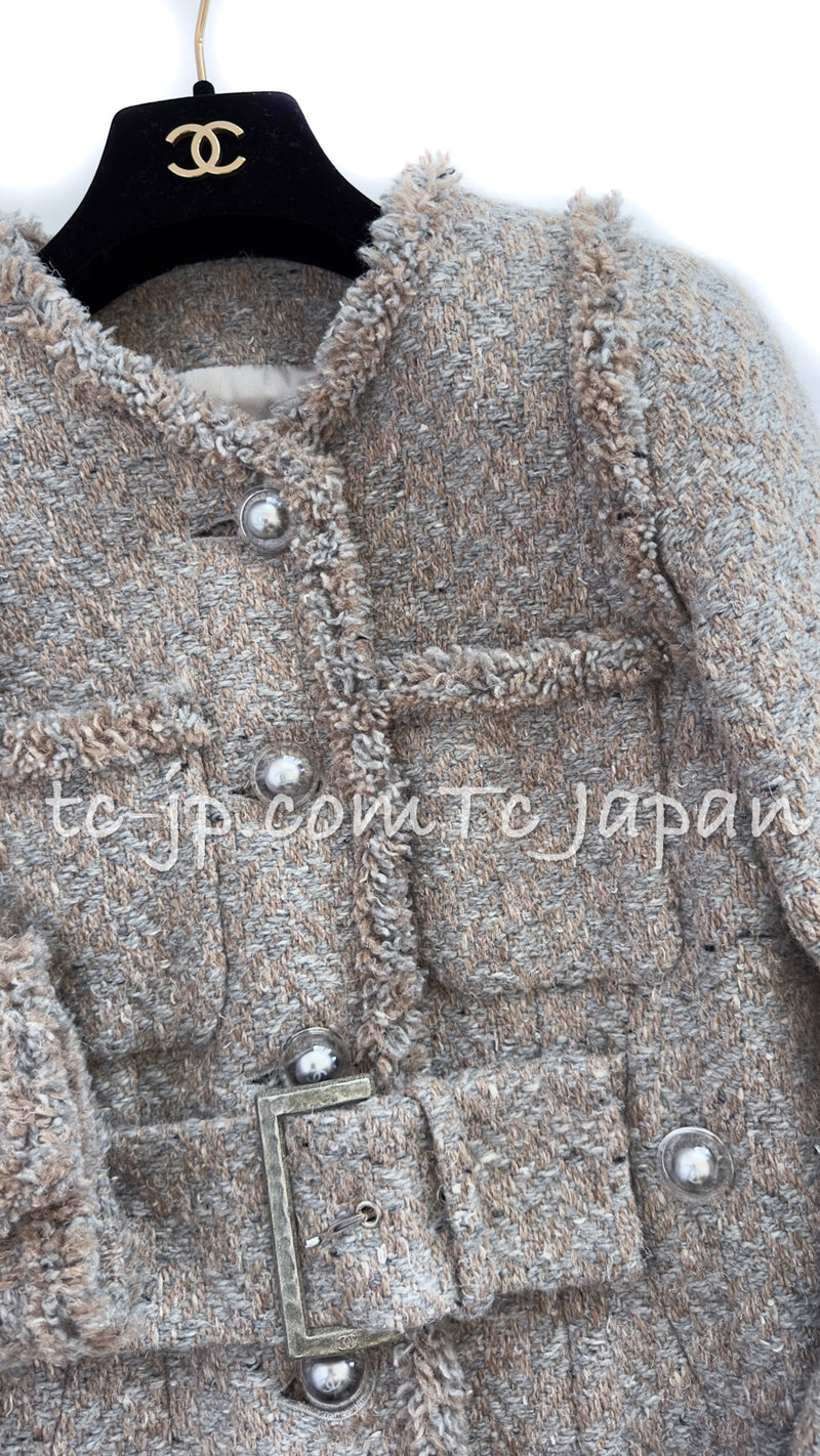 CHANEL 17A Grey Beige Wool Coat 36 38 シャネル グレー・ベージュ・ウール・コート 即発