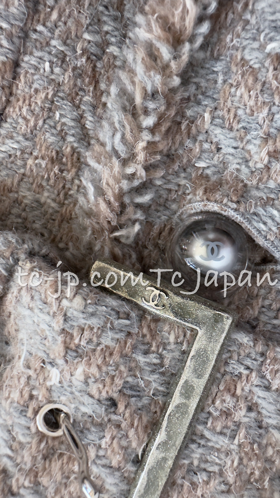 CHANEL 17A Grey Beige Wool Coat 36 38 シャネル グレー・ベージュ・ウール・コート 即発