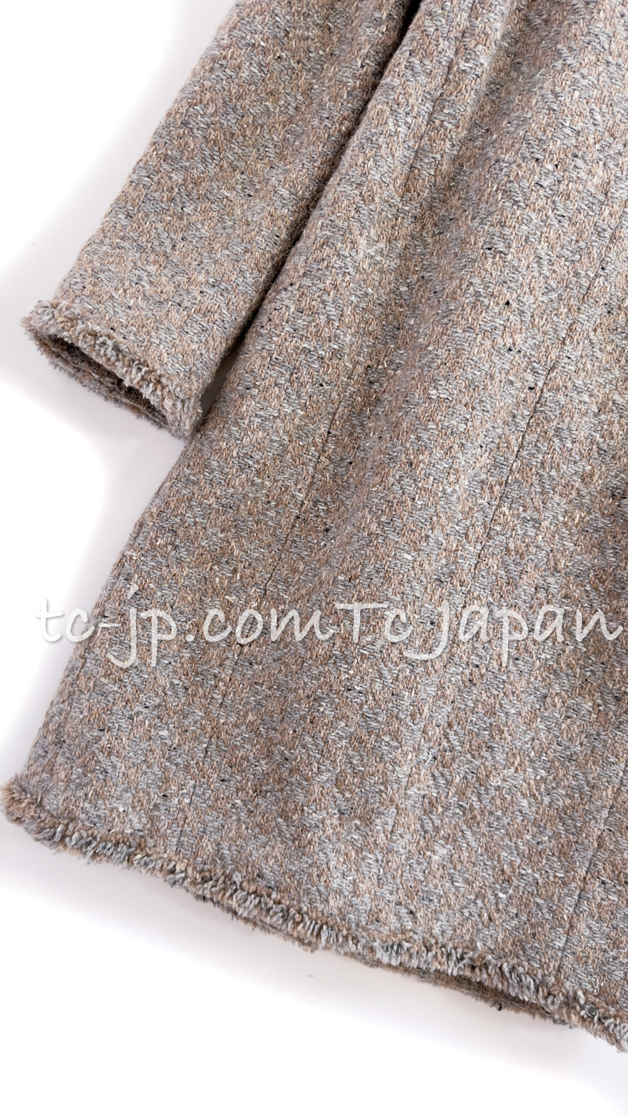 CHANEL 17A Grey Beige Wool Coat 36 38 シャネル グレー・ベージュ・ウール・コート 即発