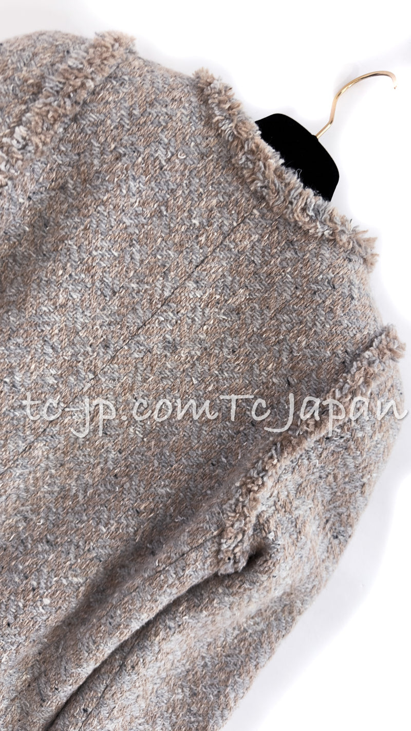 CHANEL 17A Grey Beige Wool Coat 36 38 シャネル グレー・ベージュ・ウール・コート 即発