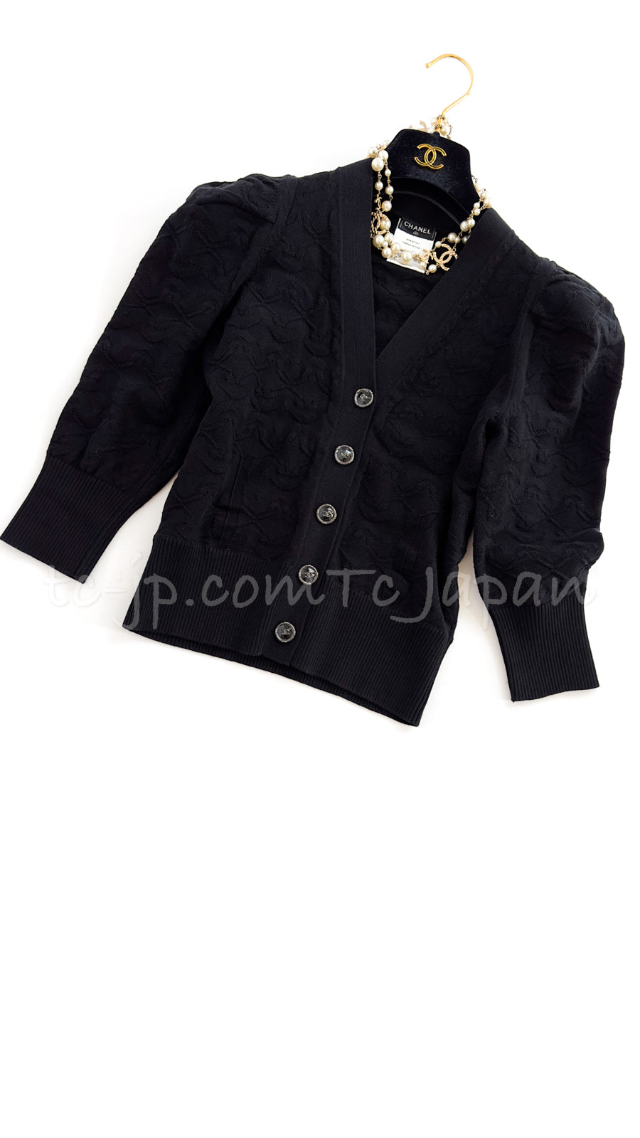 CHANEL 13C Black Knit Cotton Cardigan 36 シャネル ブラック・ニット・カーディガン
