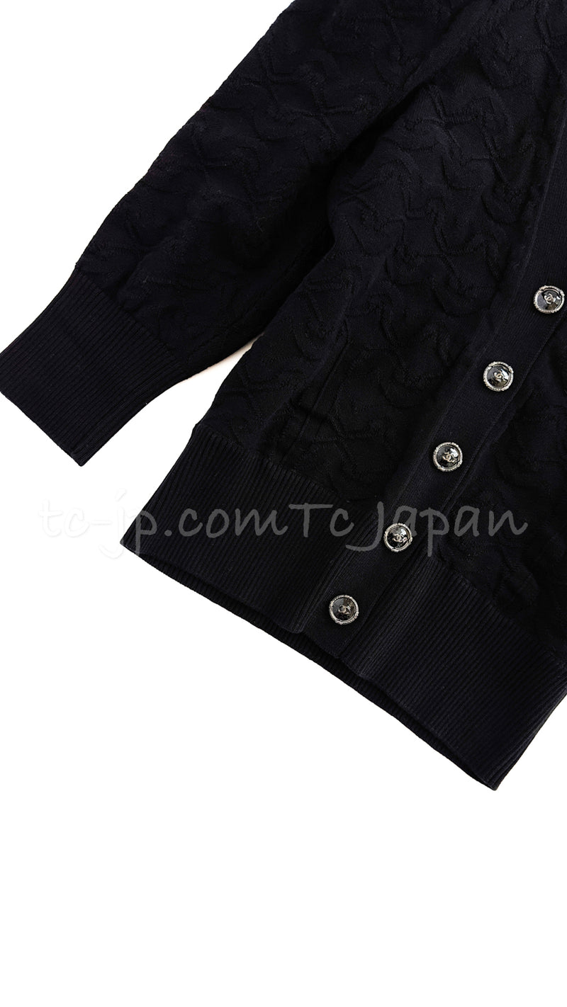 CHANEL 13C Black Knit Cotton Cardigan 36 シャネル ブラック・ニット・カーディガン