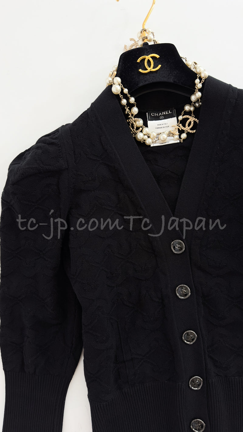 CHANEL 13C Black Knit Cotton Cardigan 36 シャネル ブラック・ニット・カーディガン
