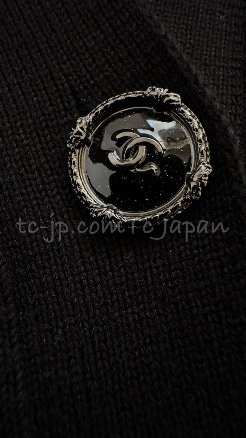 CHANEL 13C Black Knit Cotton Cardigan 36 シャネル ブラック・ニット・カーディガン