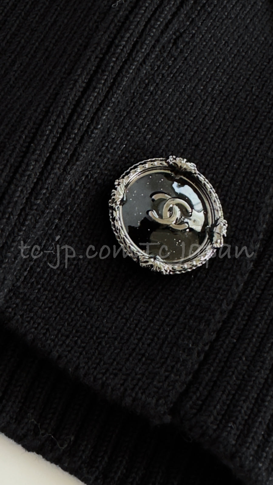 CHANEL 13C Black Knit Cotton Cardigan 36 シャネル ブラック・ニット・カーディガン