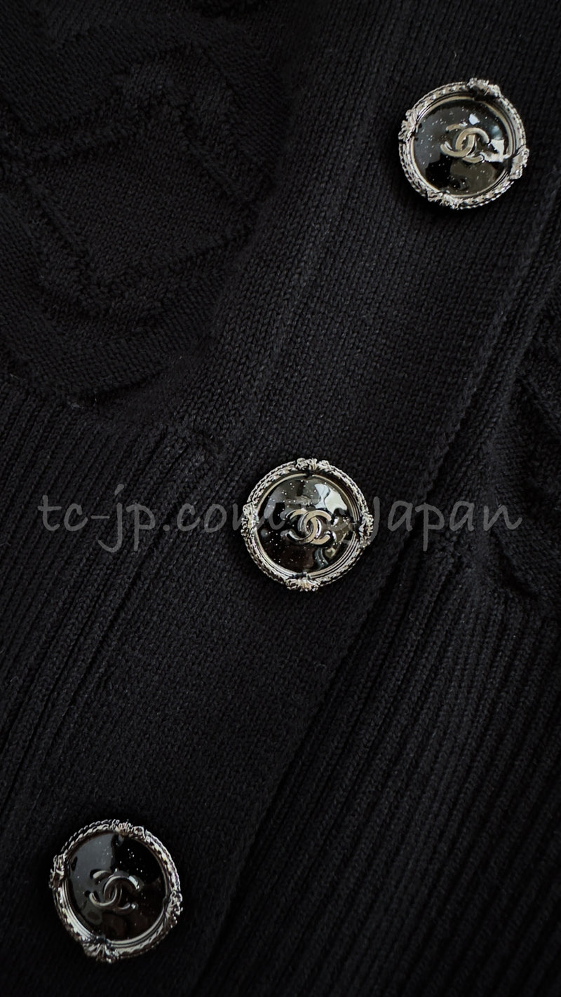 CHANEL 13C Black Knit Cotton Cardigan 36 シャネル ブラック・ニット・カーディガン