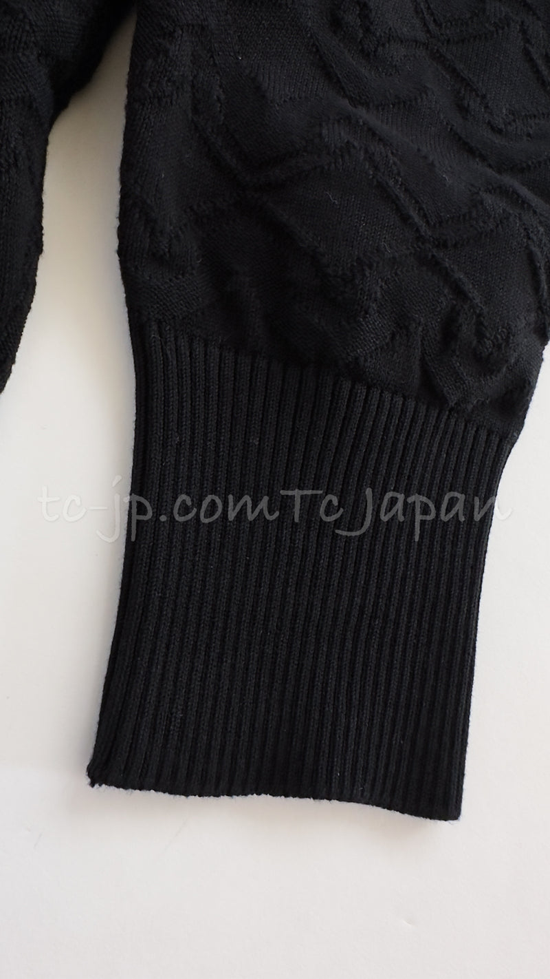 CHANEL 13C Black Knit Cotton Cardigan 36 シャネル ブラック・ニット・カーディガン