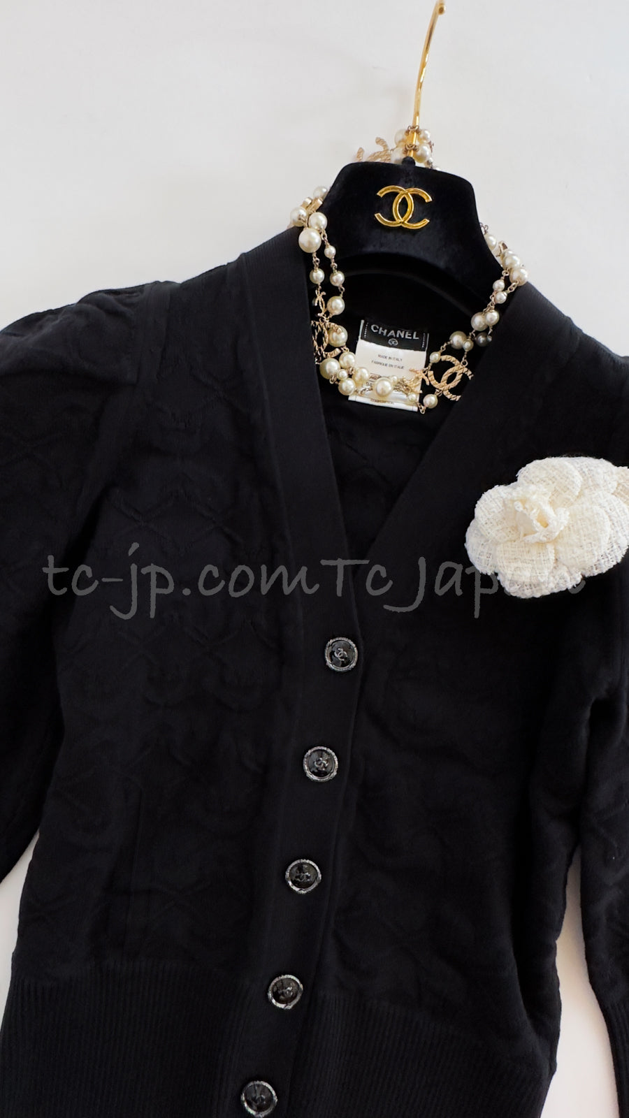 CHANEL 13C Black Knit Cotton Cardigan 36 シャネル ブラック・ニット・カーディガン