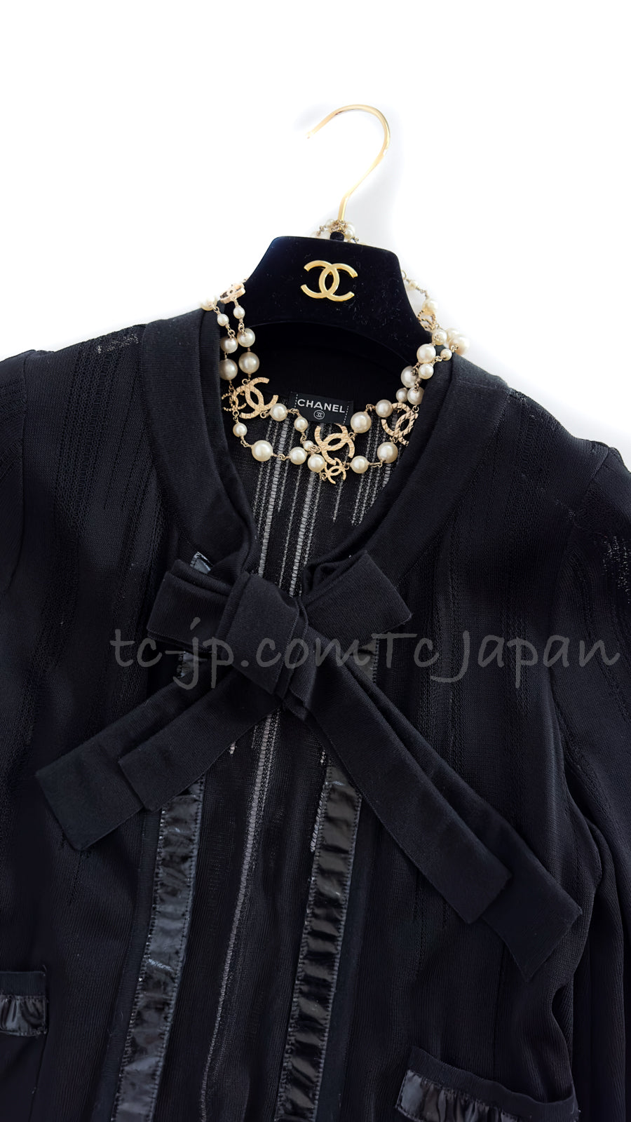 CHANEL 07S Ribbon Trim Black Cardigan Jacket 34 36 シャネル リボン・トリム・ブラック・ニット  ボレロ カーディガン 即発