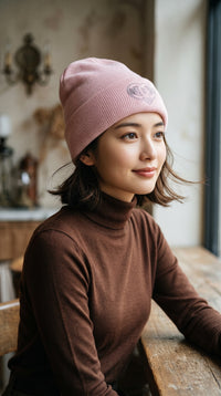 CHANEL Pink Knit cap Women COCO Mark Heart Rhinestone シャネル ピンク ニットキャップ レディース ココマーク ハート ラインストーン