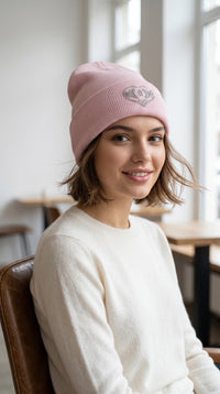 CHANEL Pink Knit cap Women COCO Mark Heart Rhinestone シャネル ピンク ニットキャップ レディース ココマーク ハート ラインストーン