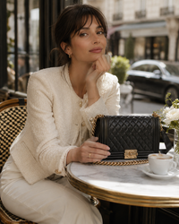 CHANEL BOY Chanel Black Gold Chain Shoulder Bag 25 シャネル ボーイ シャネル25 レザー チェーン ショルダー バッグ ブラック ゴールド金具 23番台 即発