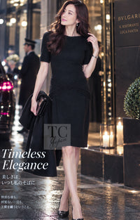CHANEL Dress 12A Dark Navy Gripoix Wool Jessica Biel 36 40 | TW