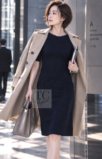 CHANEL Dress 12A Dark Navy Gripoix Wool Jessica Biel 36 40 | TW